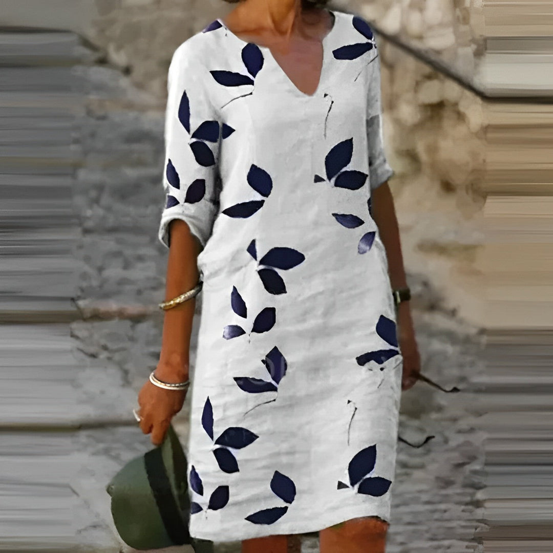 Women's Leaf Print Summer Dress | Effortless Elegance