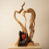 Paar-Skulptur aus Holz – Abstraktes Design, handwerklicher Look & Wohndekoration