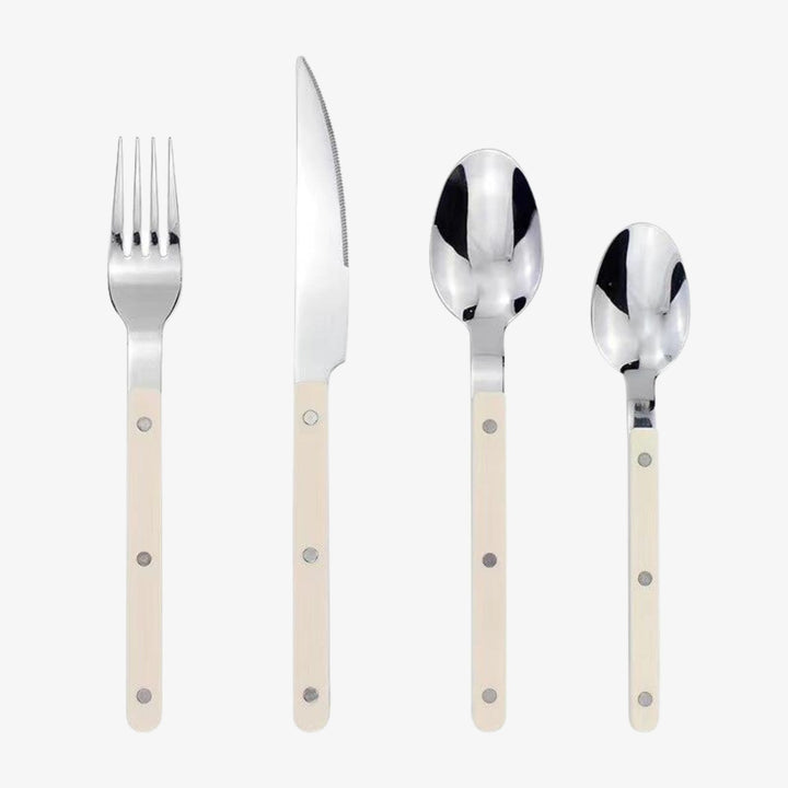 Set of 24 Stainless Steel Cutlery Pieces with Engraved Design – BistroLine