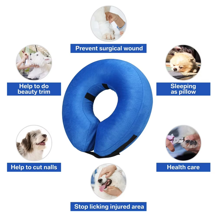 Inflatable Protective Collar for Dogs - Soft, Comfortable Recovery Ring