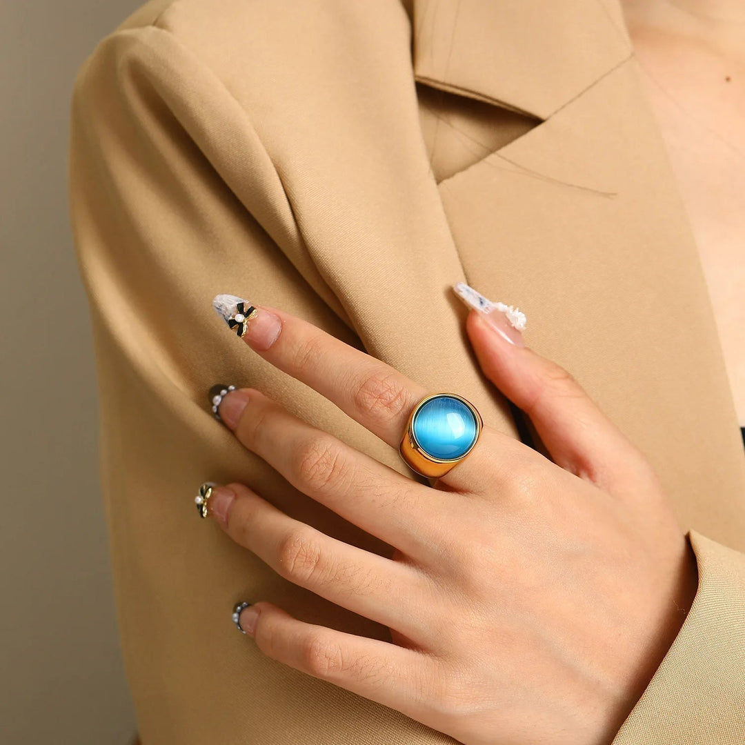 Large Cat's Eye Gemstone Ring – Liora