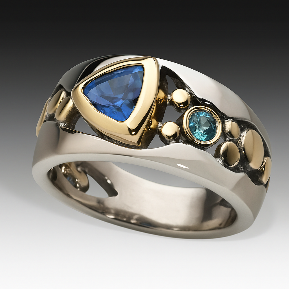 Vintage blue cubic zirconia boho ring