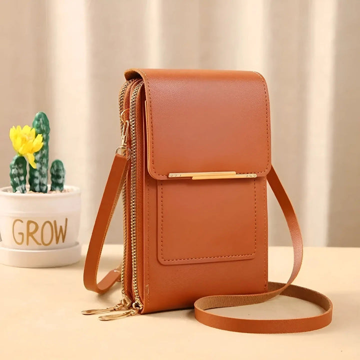 Soft Leather Shoulder Bag with Anti-Theft Protection – SafeTouch