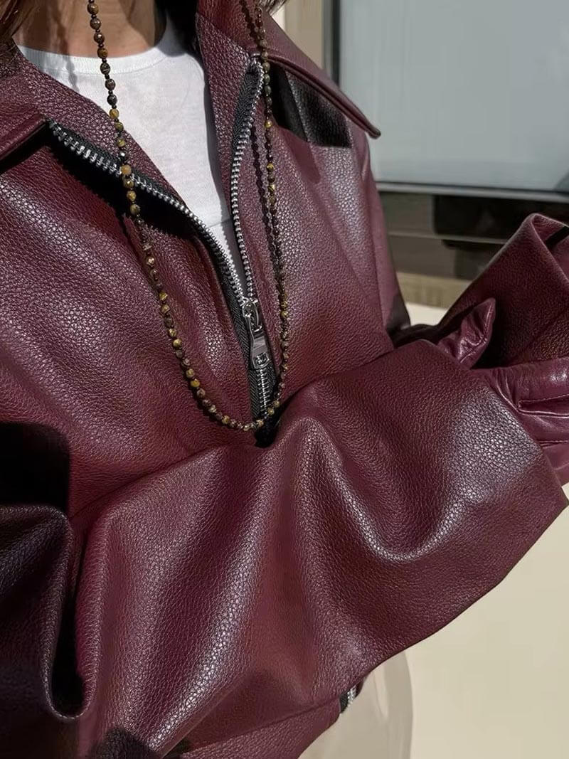 Burgundy Faux Jacket for Women