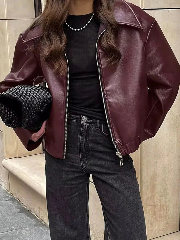Burgundy Faux Jacket for Women