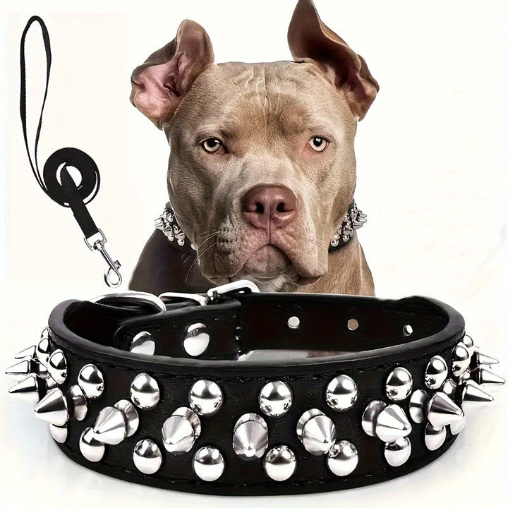 Adjustable Studded Dog Collar - Strong and Secure for Large Dogs