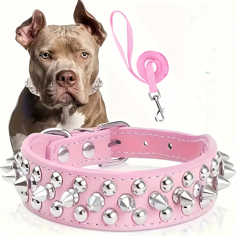 Adjustable Studded Dog Collar - Strong and Secure for Large Dogs