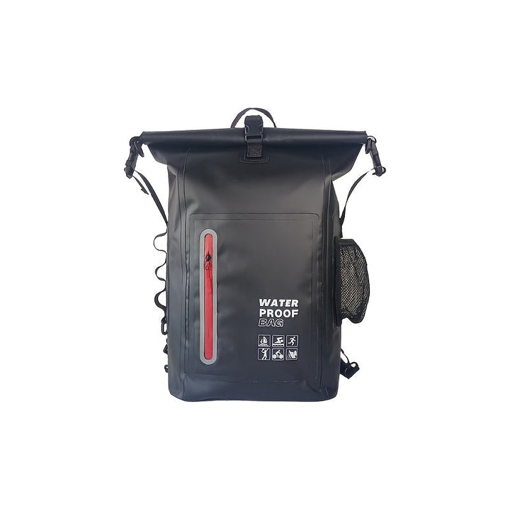 Waterproof 25L Backpack with Roll-Top Closure, Multiple Pockets, Sturdy Buckle Closure and Side Mesh Pocket