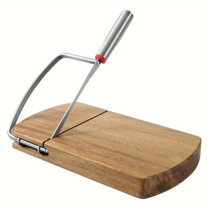 Handcrafted Acacia Cheese Slicer – Stainless Steel Knife on an Elegant Wooden Base