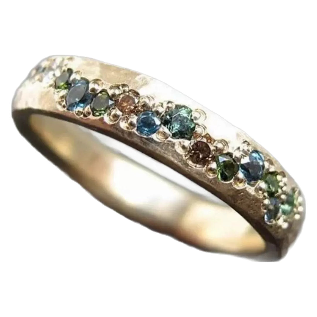 Zircon Ring Jewelry Starry Sky Opal Minimalist Design