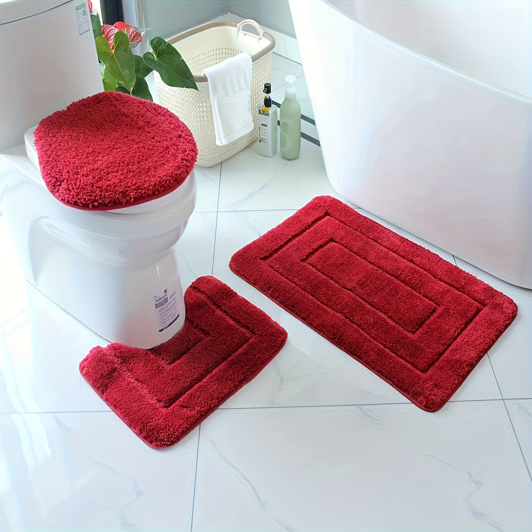 Set of 3 Ultra-Fine Fibre Bath Mats – Quick-Drying and Absorbent