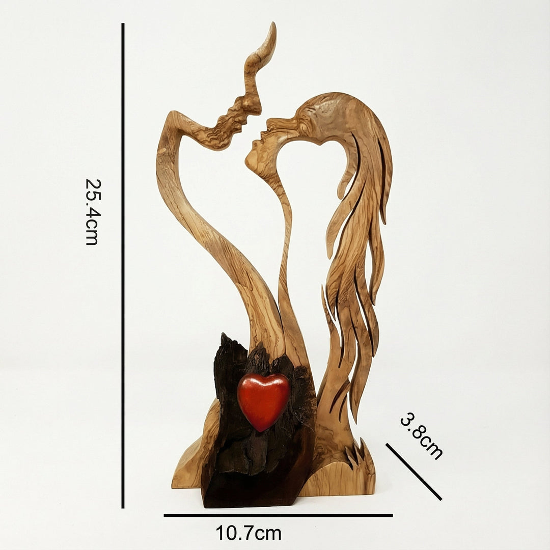 Paar-Skulptur aus Holz – Abstraktes Design, handwerklicher Look & Wohndekoration