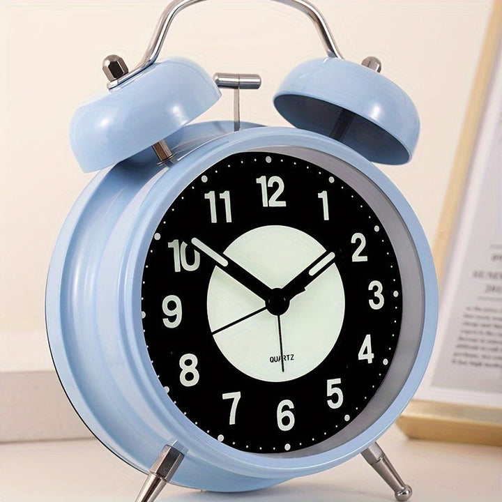 Silent Luminous Alarm Clock – Black Metal Clock for Heavy Sleepers