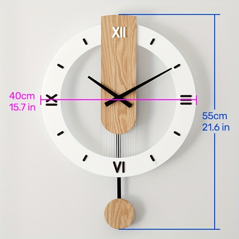 Creative Wood and Acrylic Pendulum Wall Clock – Elegant, Silent Decoration