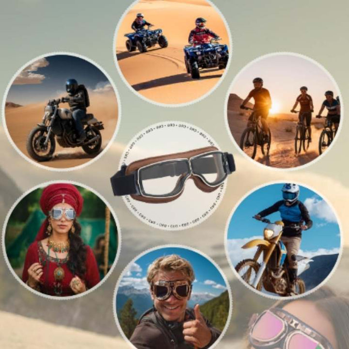 ClassicRide Vintage-Motorradbrille aus Leder