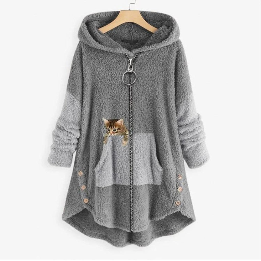 Agnes | Plush Pocketed Buttoned Hoodie — image 1