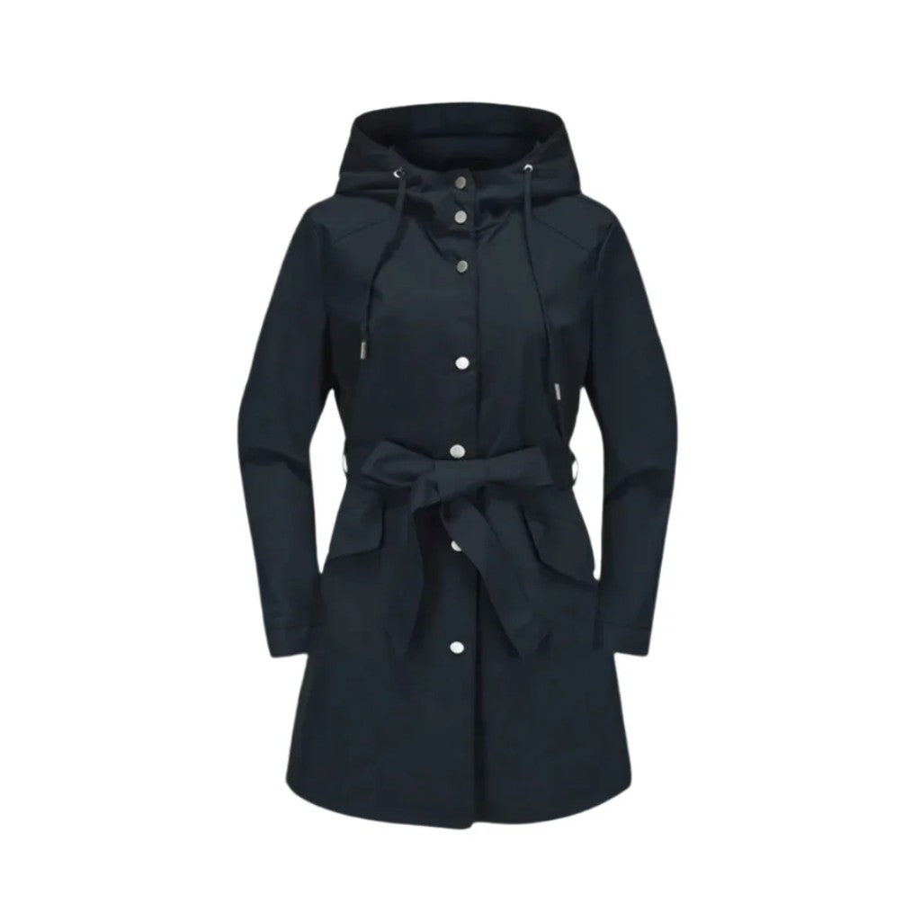 Women's Belted Hooded Trench Coat with Button Front — image 3