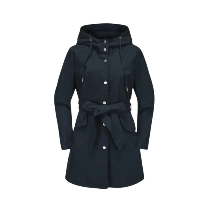 Women's Belted Hooded Trench Coat with Button Front — image 3