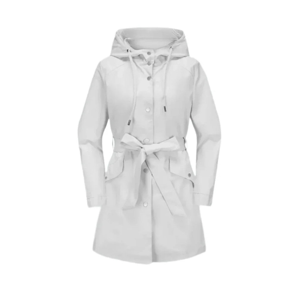 Women's Belted Hooded Trench Coat with Button Front — image 4