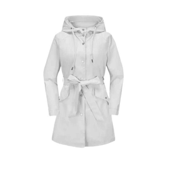 Women's Belted Hooded Trench Coat with Button Front — image 4