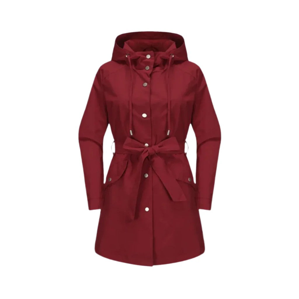 Women's Belted Hooded Trench Coat with Button Front — image 5