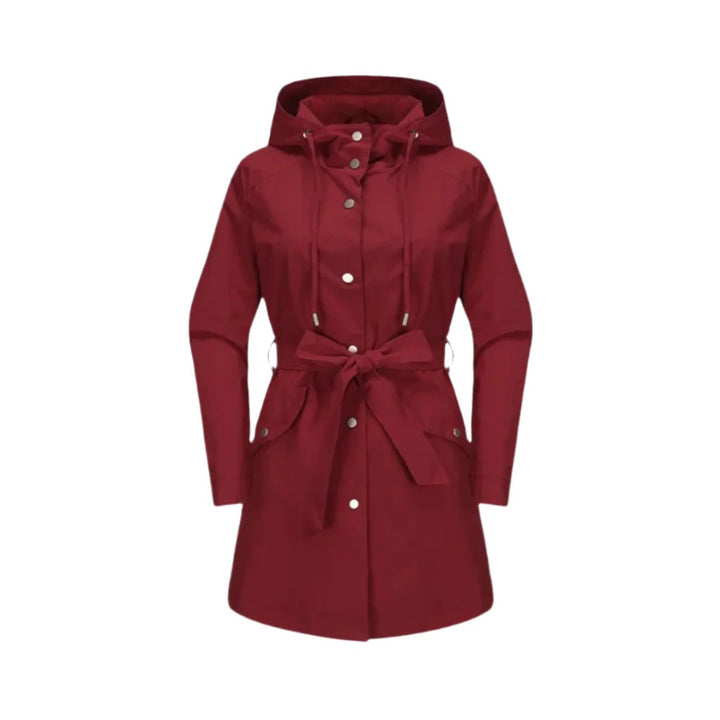 Women's Belted Hooded Trench Coat with Button Front — image 5