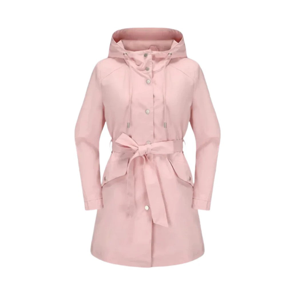Women's Belted Hooded Trench Coat with Button Front — image 6
