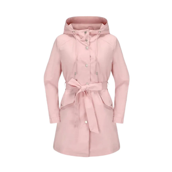 Women's Belted Hooded Trench Coat with Button Front — image 6