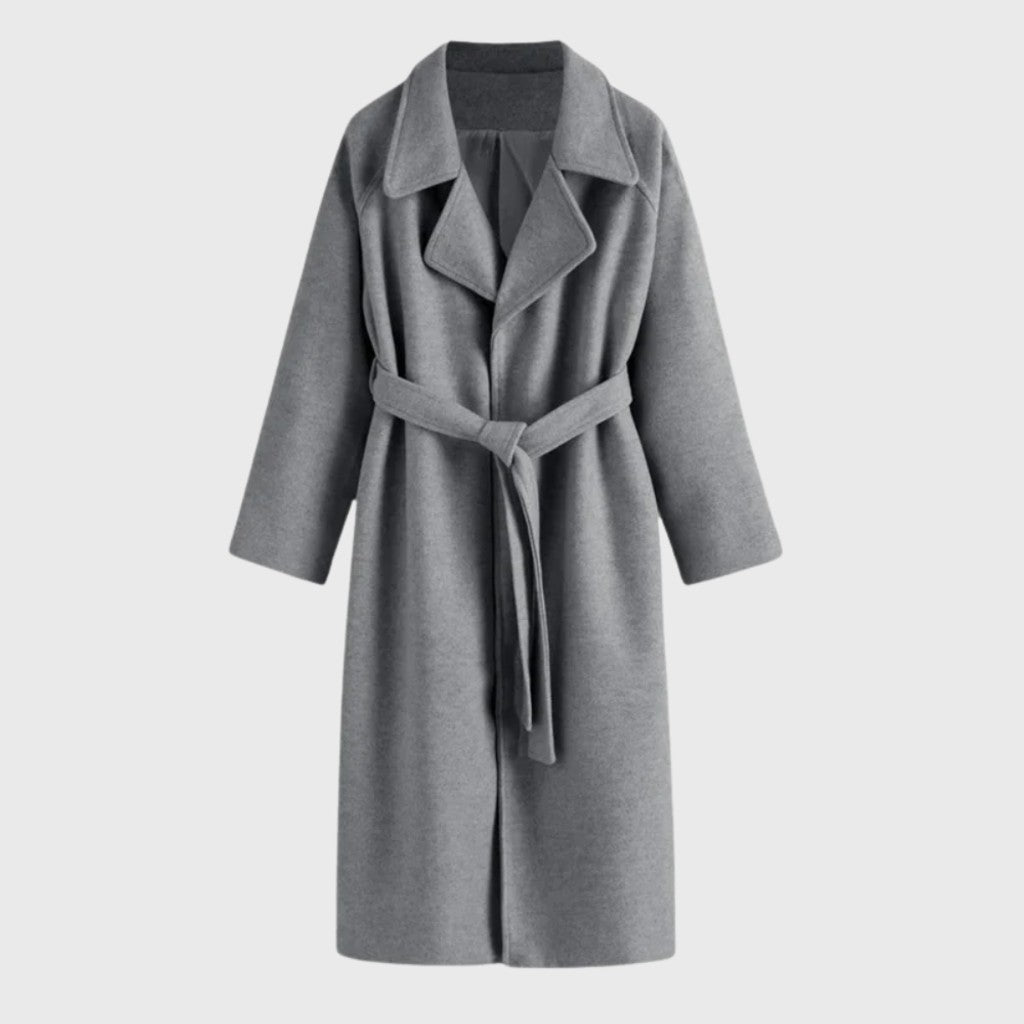 Women's Belted Wool Wrap Coat with Notched Collar — image 4
