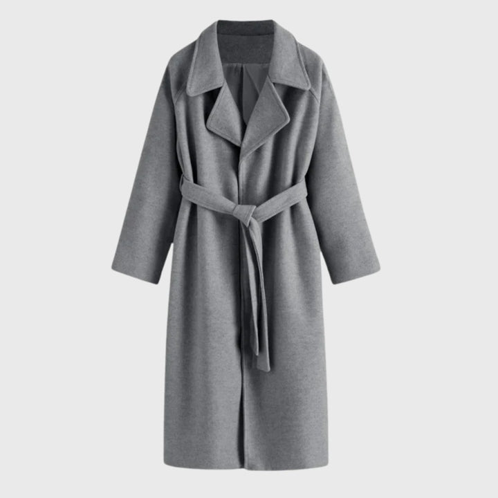 Women's Belted Wool Wrap Coat with Notched Collar — image 4