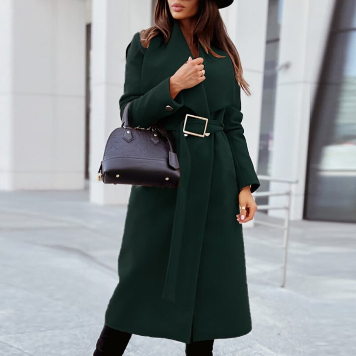 Women's Belted Wrap Coat with Faux Fur Collar — image 5