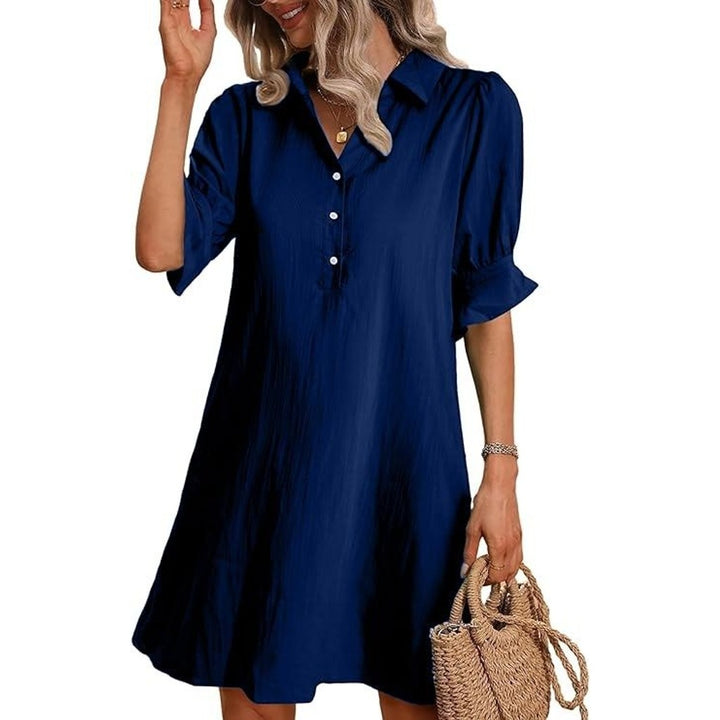 Aldoris | Women's Collared Shirt Dress Knee Length — image 7