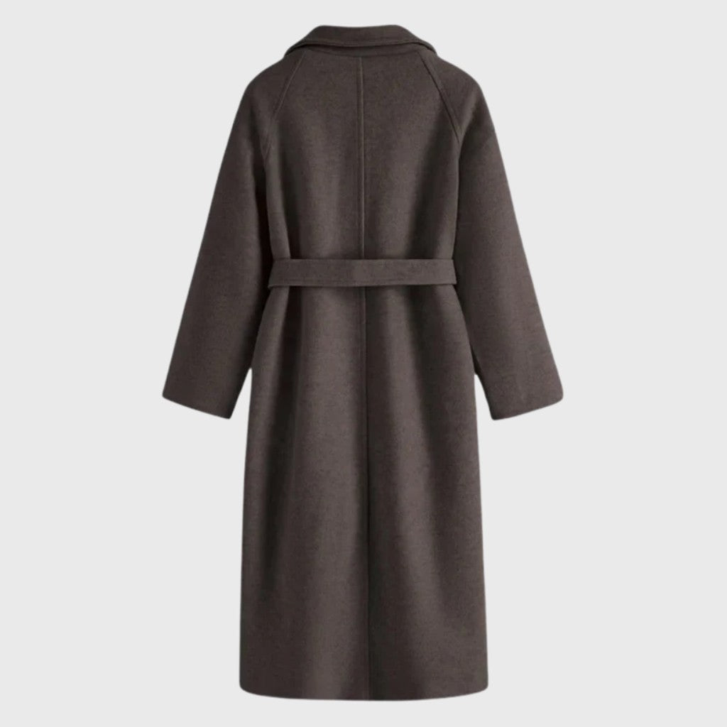 Women's Belted Wool Wrap Coat with Notched Collar — image 7