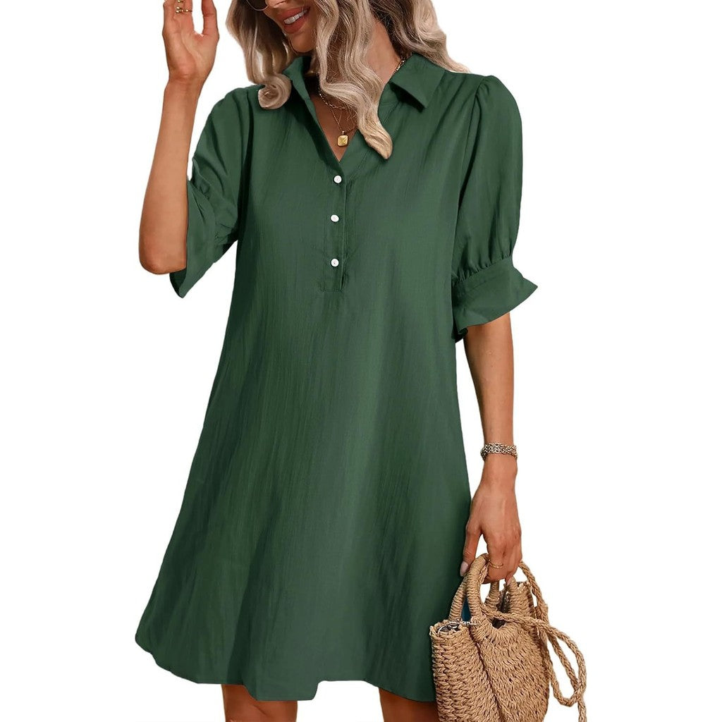 Aldoris | Women's Collared Shirt Dress Knee Length — image 8