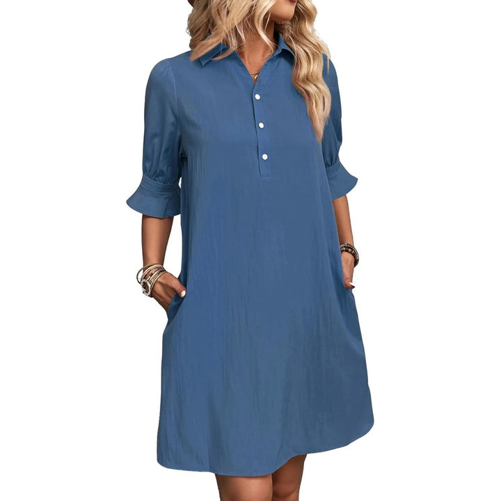 Aldoris | Women's Collared Shirt Dress Knee Length — image 10