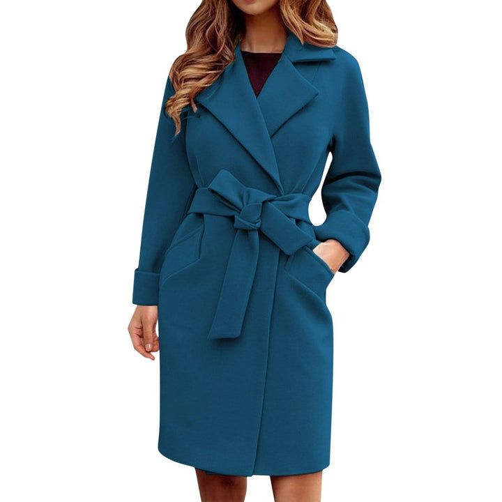 Women's Belted Wrap Coat with Notch Lapel for Autumn — image 6