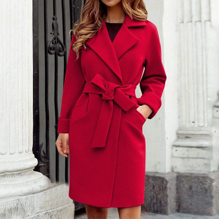 Women's Belted Wrap Coat with Notch Lapel for Autumn — image 7