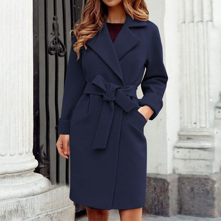 Women's Belted Wrap Coat with Notch Lapel for Autumn — image 8