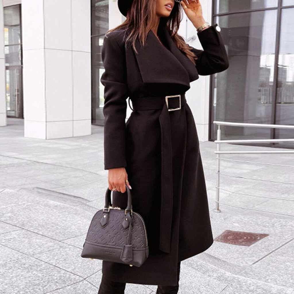 Women's Belted Wrap Coat with Faux Fur Collar — image 14