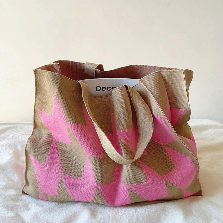 Lightweight Knit Tote Bag with Geometric Print | Grace — image 1