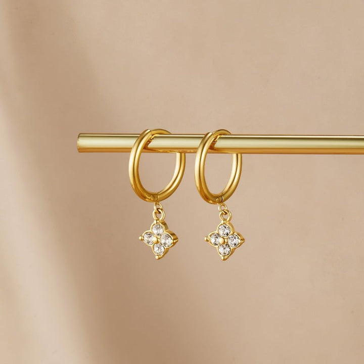 Crystal Four-Leaf Clover Dangle Earrings