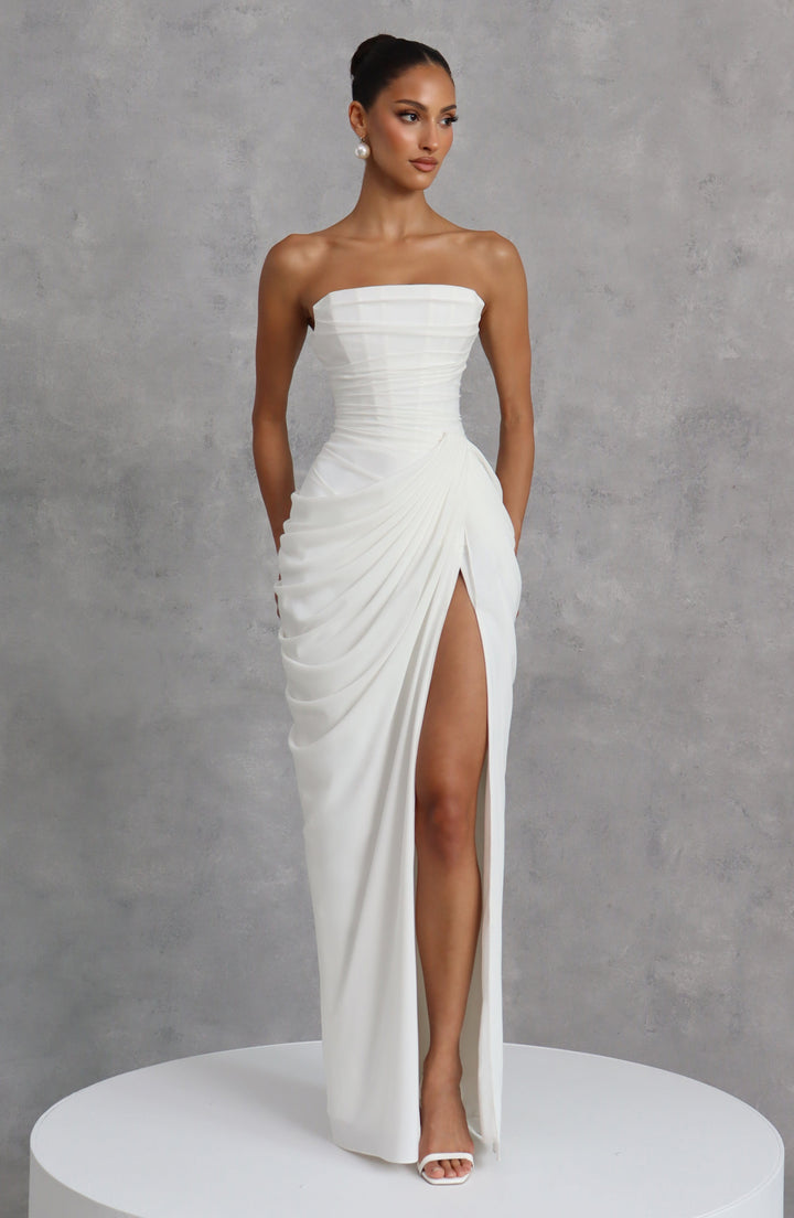 Lois strapless corset maxi dress with high slit