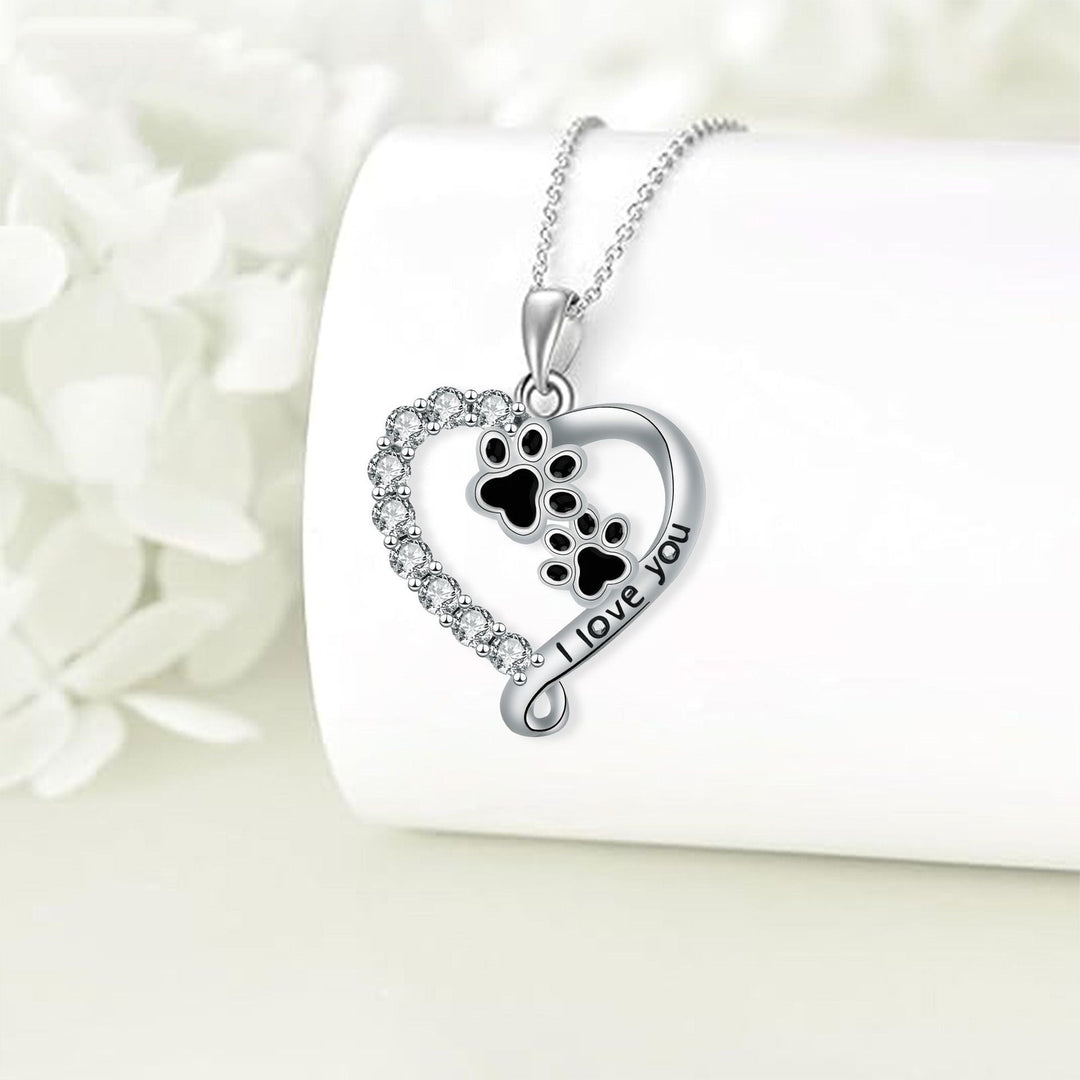 Heart-Shaped Pendant Paw Necklace