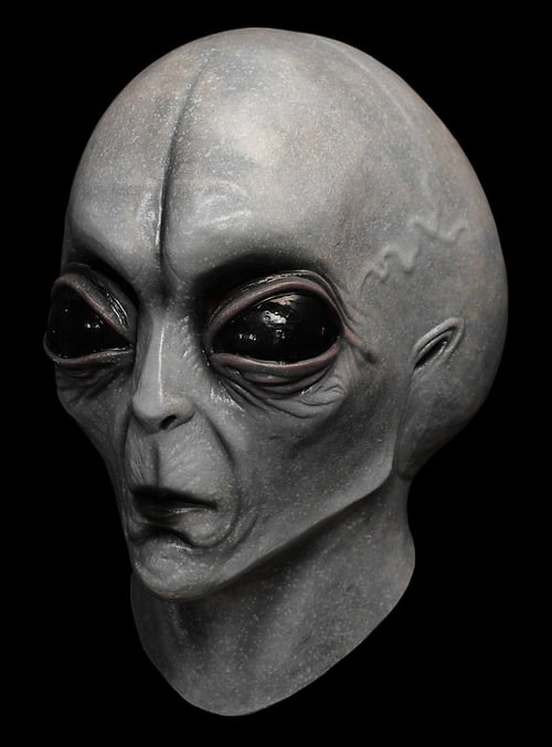 CosmicMorph Realistische Alienmaske | Handbemaltes Halloween-Kostümzubehör für den ganzen Kopf