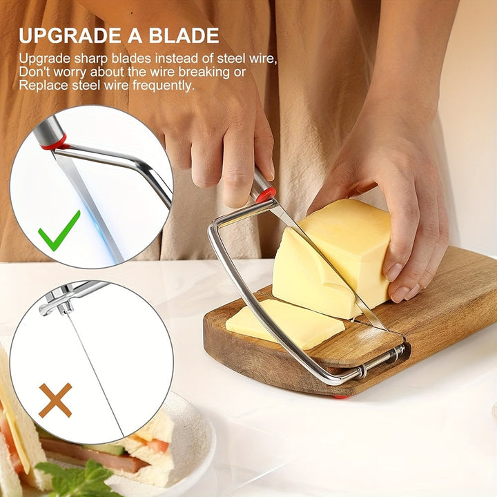 Handcrafted Acacia Cheese Slicer – Stainless Steel Knife on an Elegant Wooden Base