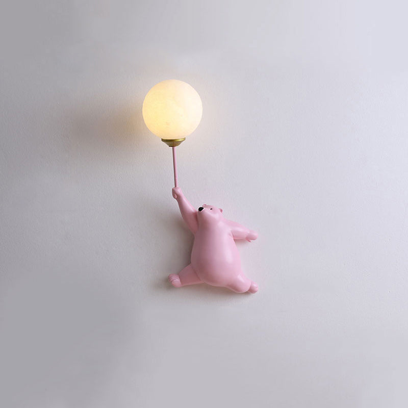 Süße Bären-Wandlampe mit Ballon-Licht, dekorativ fürs Kinderzimmer