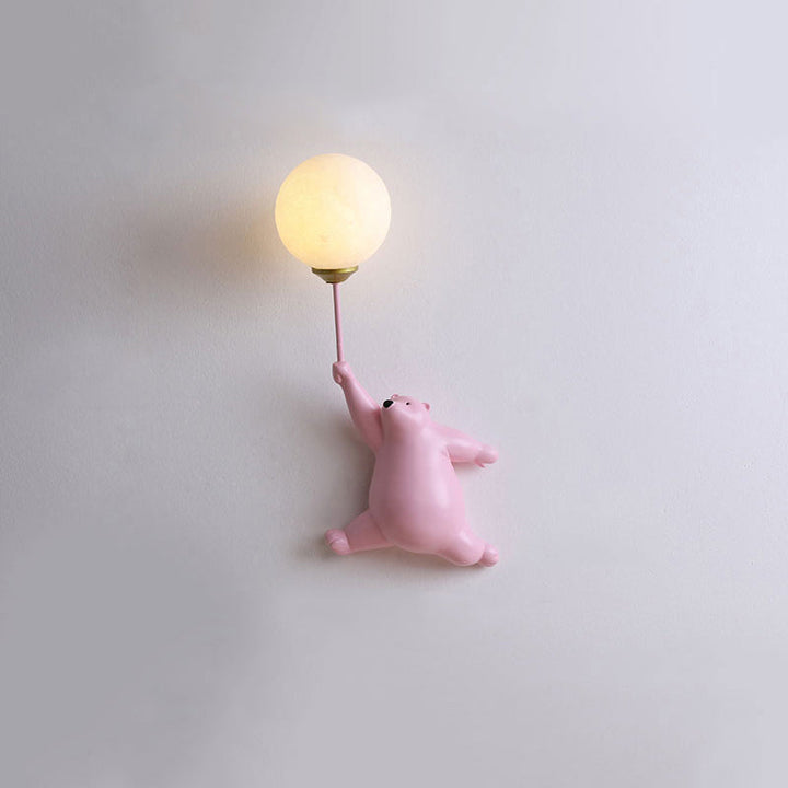 Cute Bear Wall Lamp with Decorative Balloon Light for Kids' Room