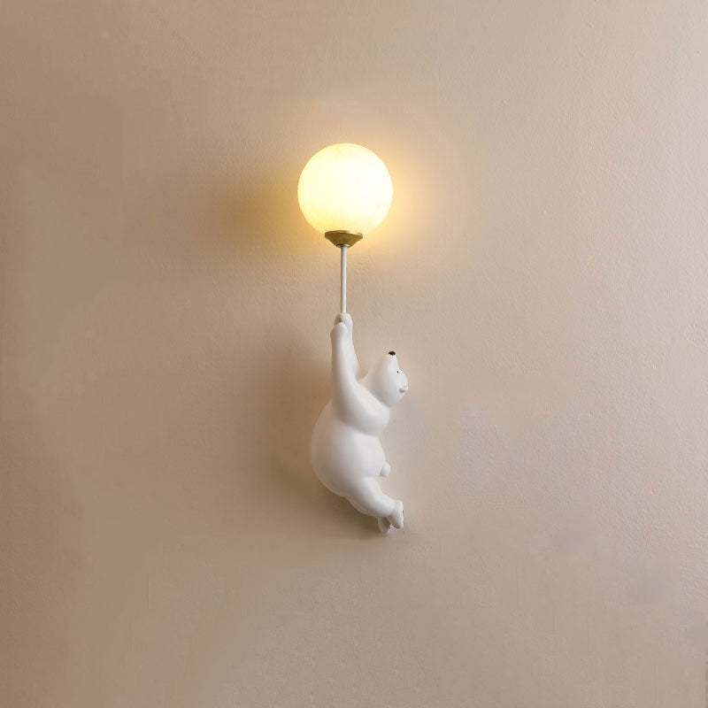 Cute Bear Wall Lamp with Decorative Balloon Light for Kids' Room