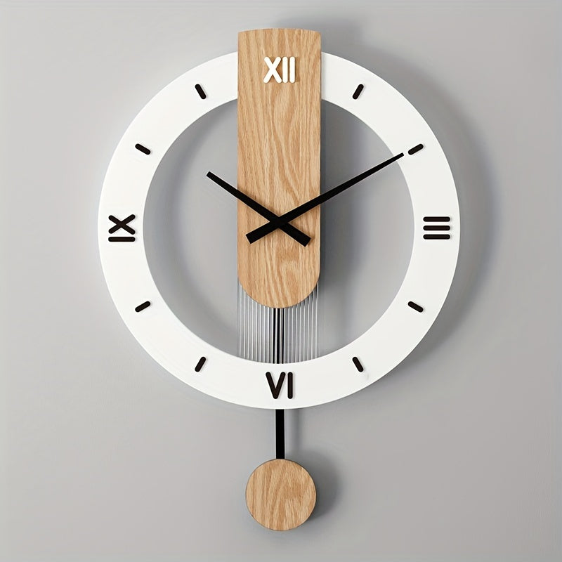Creative Wood and Acrylic Pendulum Wall Clock – Elegant, Silent Decoration