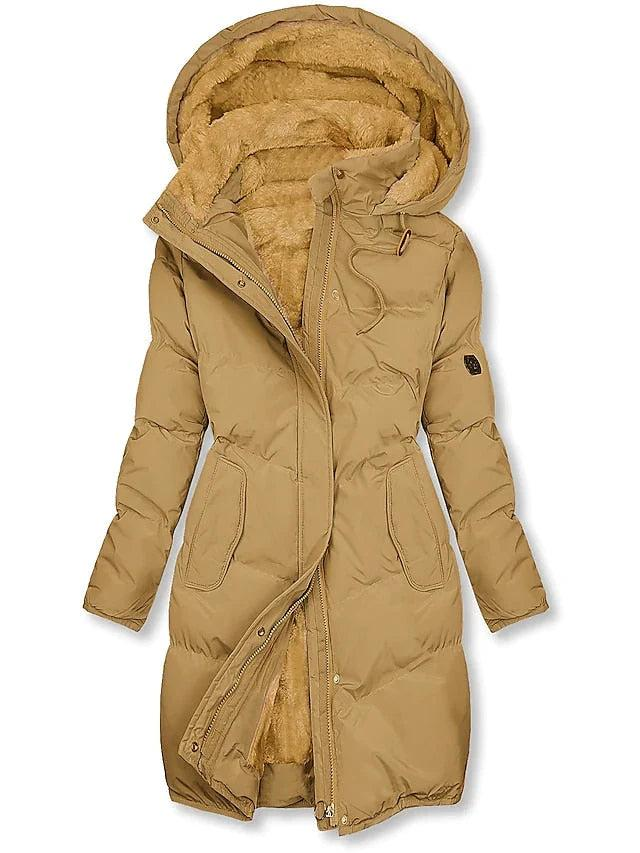 Women's long hooded coat with full lining